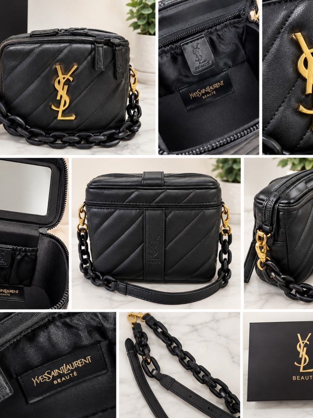 Yves Saint Laurent Black Quilted Leather Crossbody with Gold YSL Hardware